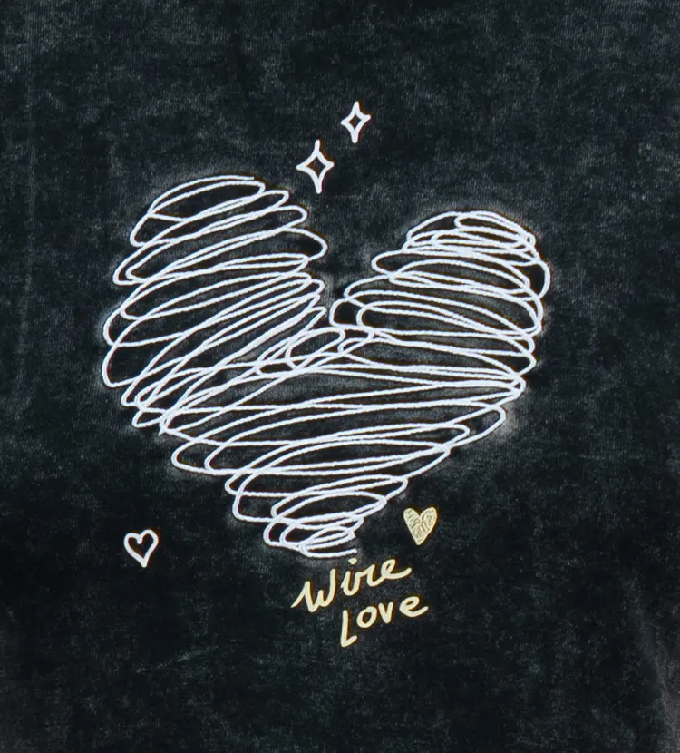 Cropped Heart Graphic T-Shirt with Raw-Edge Detail