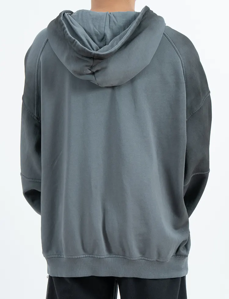 Oversized V-Neck Pullover Hoodie with Sleeve Panels and Kangaroo Pocket